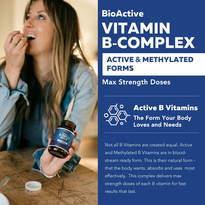 BioActive Vitamin B Complex – Bloodstream-Ready, Methylated B Vitamins, 60 Servings