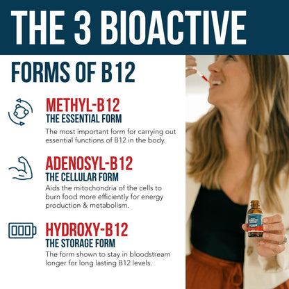 BioActive Vitamin B12 5000 mcg – 3 BioActive B12 Forms + Methylfolate | Sublingual Berry, Organic, Vegan (60 Servings)