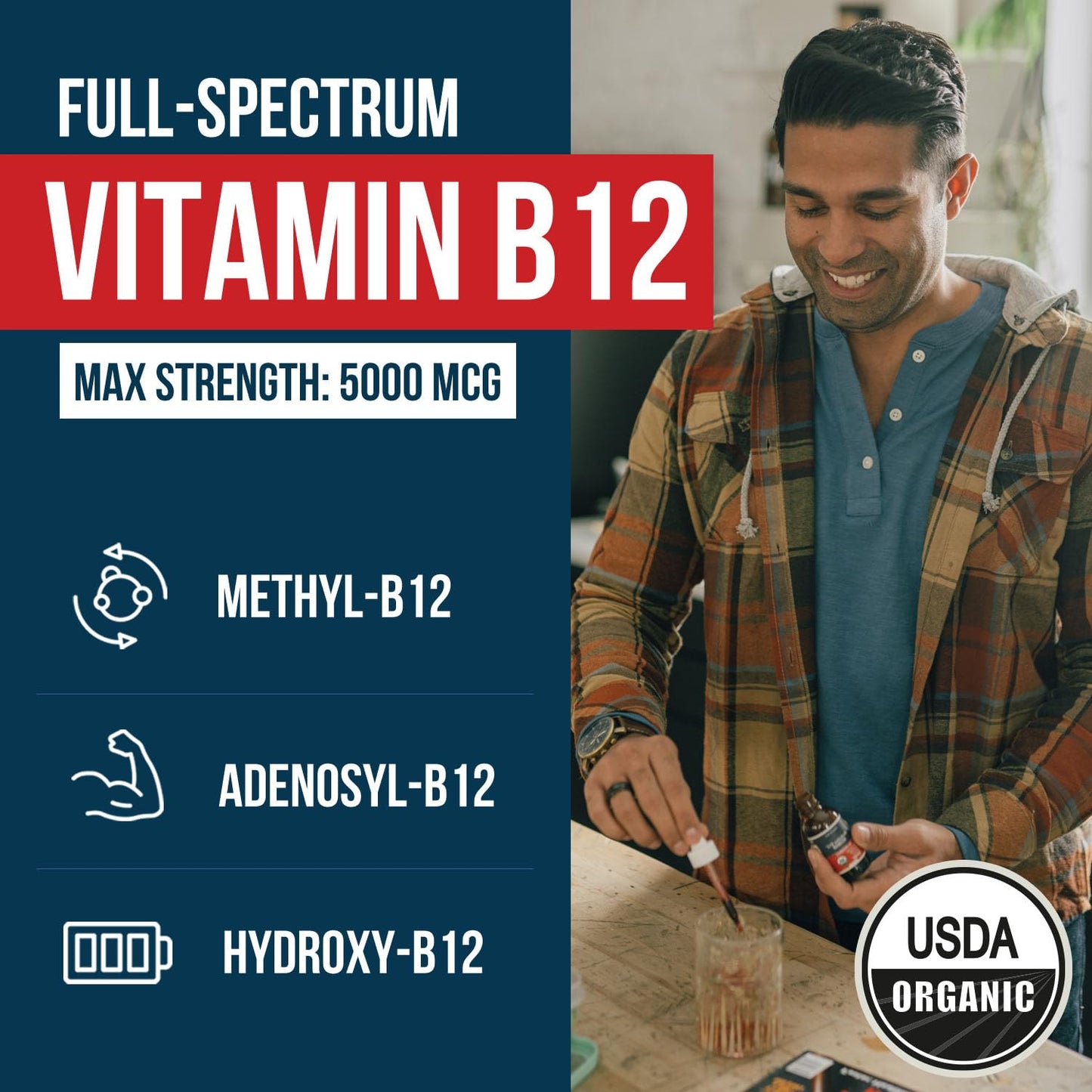 BioActive Vitamin B12 5000 mcg – 3 BioActive B12 Forms + Methylfolate | Sublingual Berry, Organic, Vegan (60 Servings)