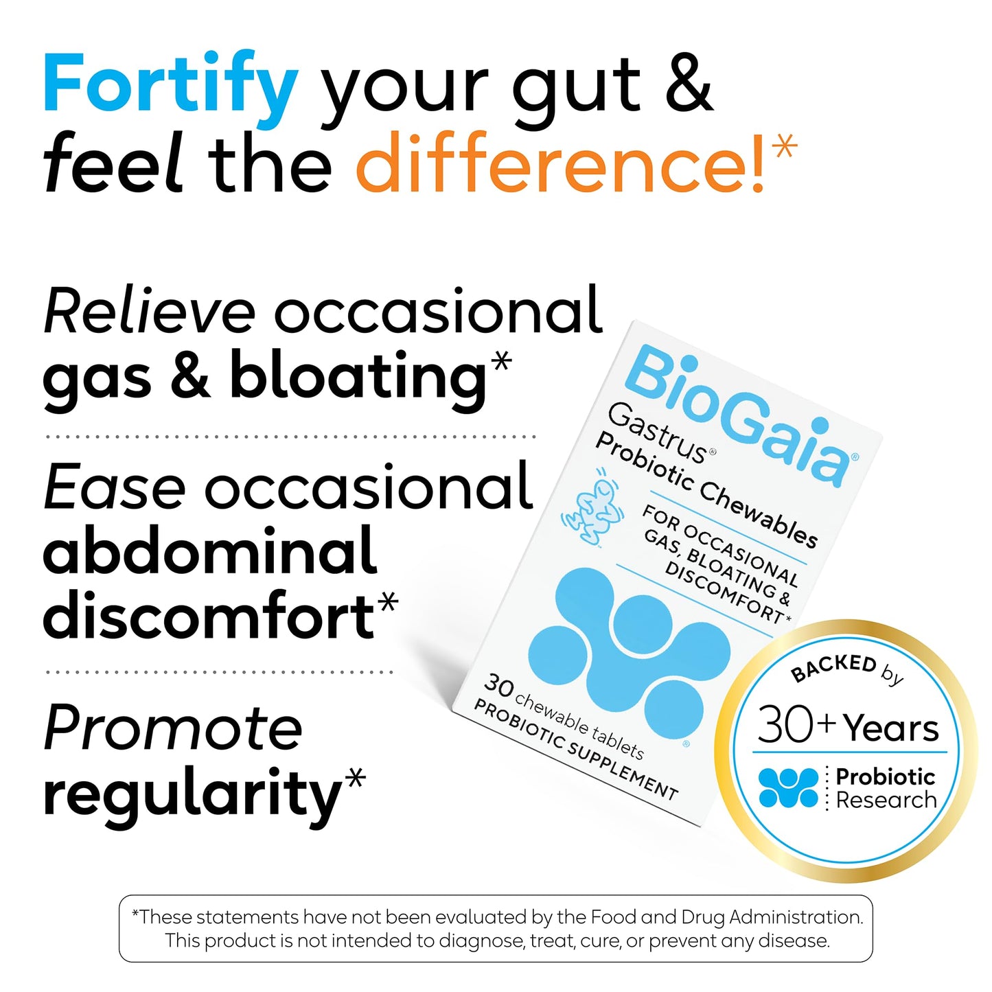 BioGaia Gastrus Gut Health Probiotic | Ease Abdominal Discomfort & Gas