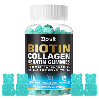 Biotin Collagen Gummies – Hair, Skin & Nails Vitamins | 60 Gummies