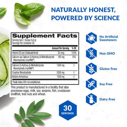 BioTrust Ageless Muscle Builder - Creatine HMB Powder with Vitamin D3 & Betaine - Unflavored, 30 Servings