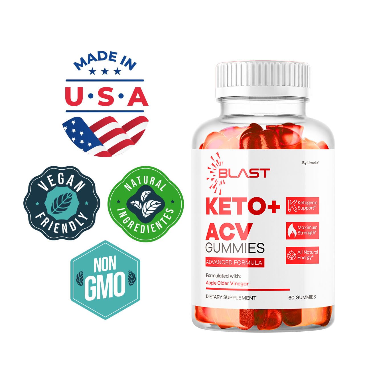 (2 Pack) Blast Keto ACV Gummies - All-Natural Apple Cider Vinegar Formula, 120 Gummies, 1050MG Vitamin Gummies