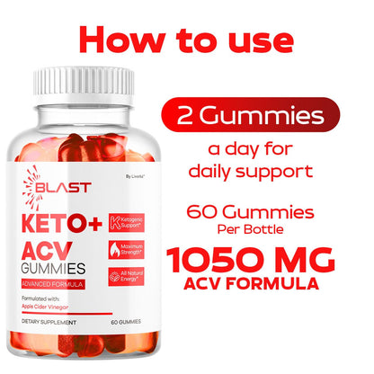 (2 Pack) Blast Keto ACV Gummies - All-Natural Apple Cider Vinegar Formula, 120 Gummies, 1050MG Vitamin Gummies