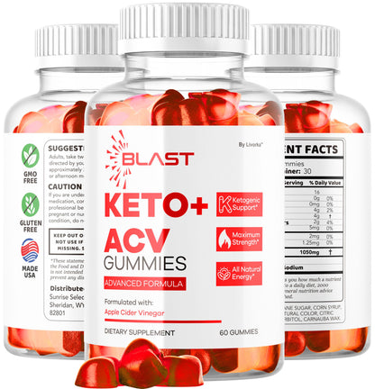 (2 Pack) Blast Keto ACV Gummies - All-Natural Apple Cider Vinegar Formula, 120 Gummies, 1050MG Vitamin Gummies