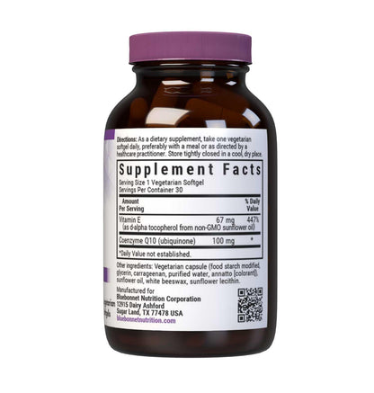 Bluebonnet CoQ10 100 mg Vegetarian Softgels - Energy & Heart Health, Non-GMO