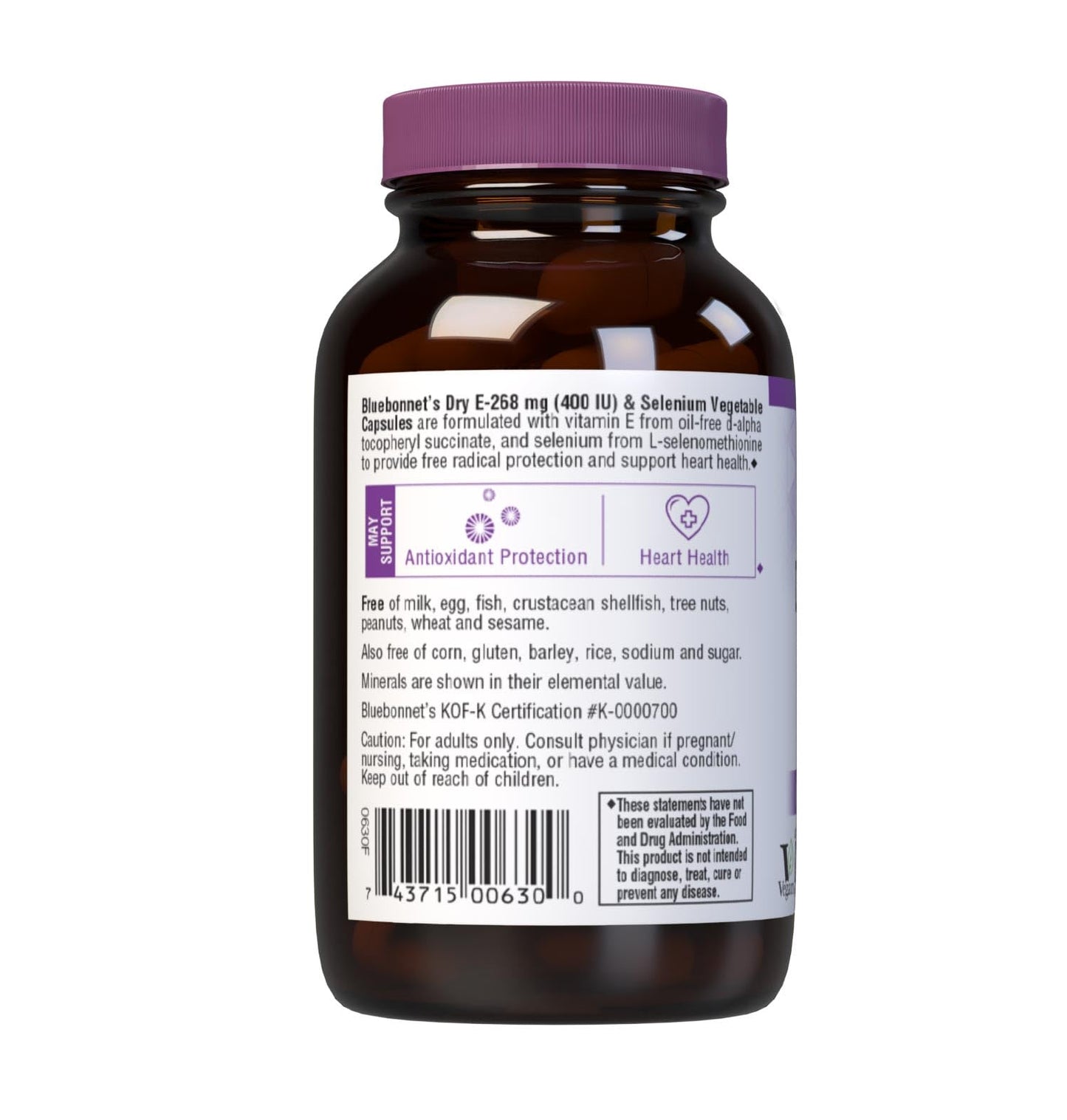 BlueBonnet Dry E-400 IU Plus Selenium Vegetarian Capsules – 60 Count