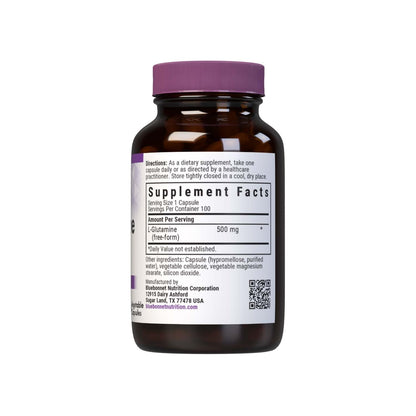 Bluebonnet L-Glutamine 500 mg Veg Capsules – 100 Servings, Vegan, Kosher, Non-GMO, Soy-Free, Gluten-Free