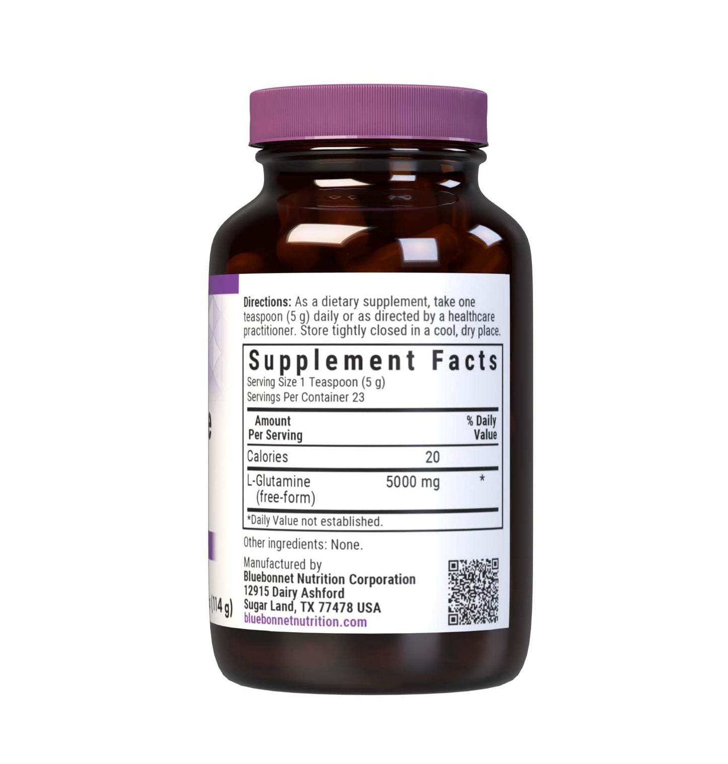 Bluebonnet Nutrition L-Glutamine Powder 5000mg, Supports Immune Function*, Nitrogen Transporter*, Soy-Free, Gluten-Free, Non-GMO, Kosher Certified, Vegan, 4 oz Bottle, 23 Servings