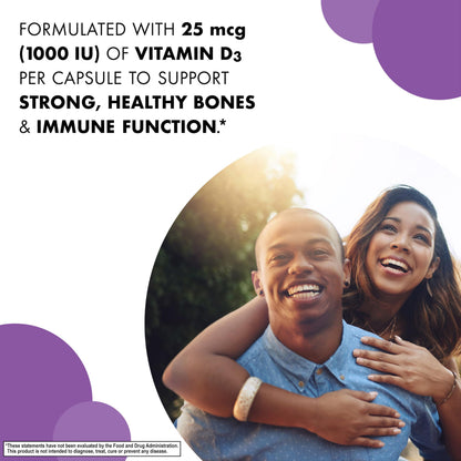 BlueBonnet Vitamin D3 1000 IU – 90 Veg Capsules | Non-GMO, Gluten Free, Kosher