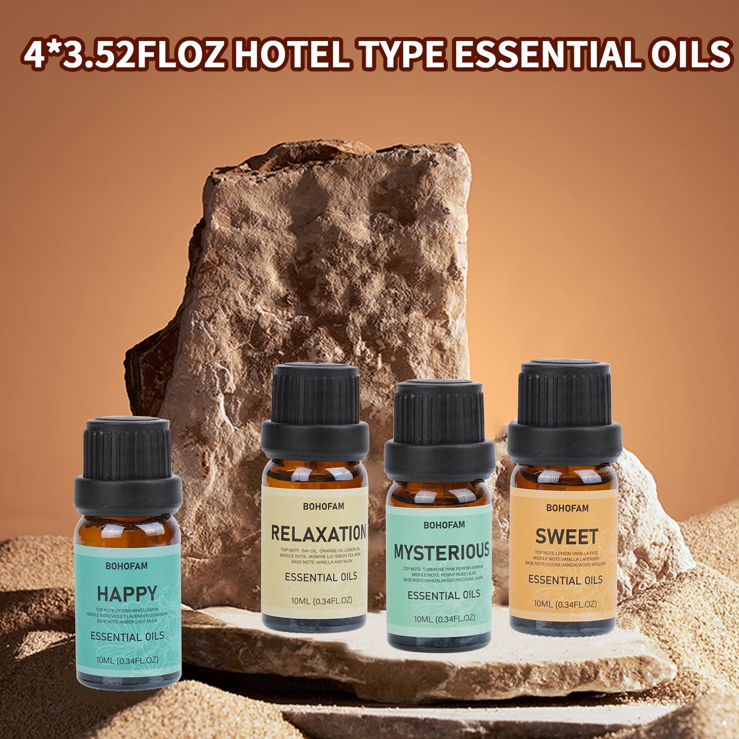 BOHOFAM Essential Oil Diffuser with Himalayan Salt Lamp - Double Flame & Jellyfish (Black)