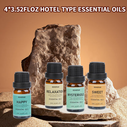 BOHOFAM Fireplace Essential Oil Diffuser 300ML | 14-Hour Run Time | Colorful Flame (Black) - Hotel Collection Oils Included