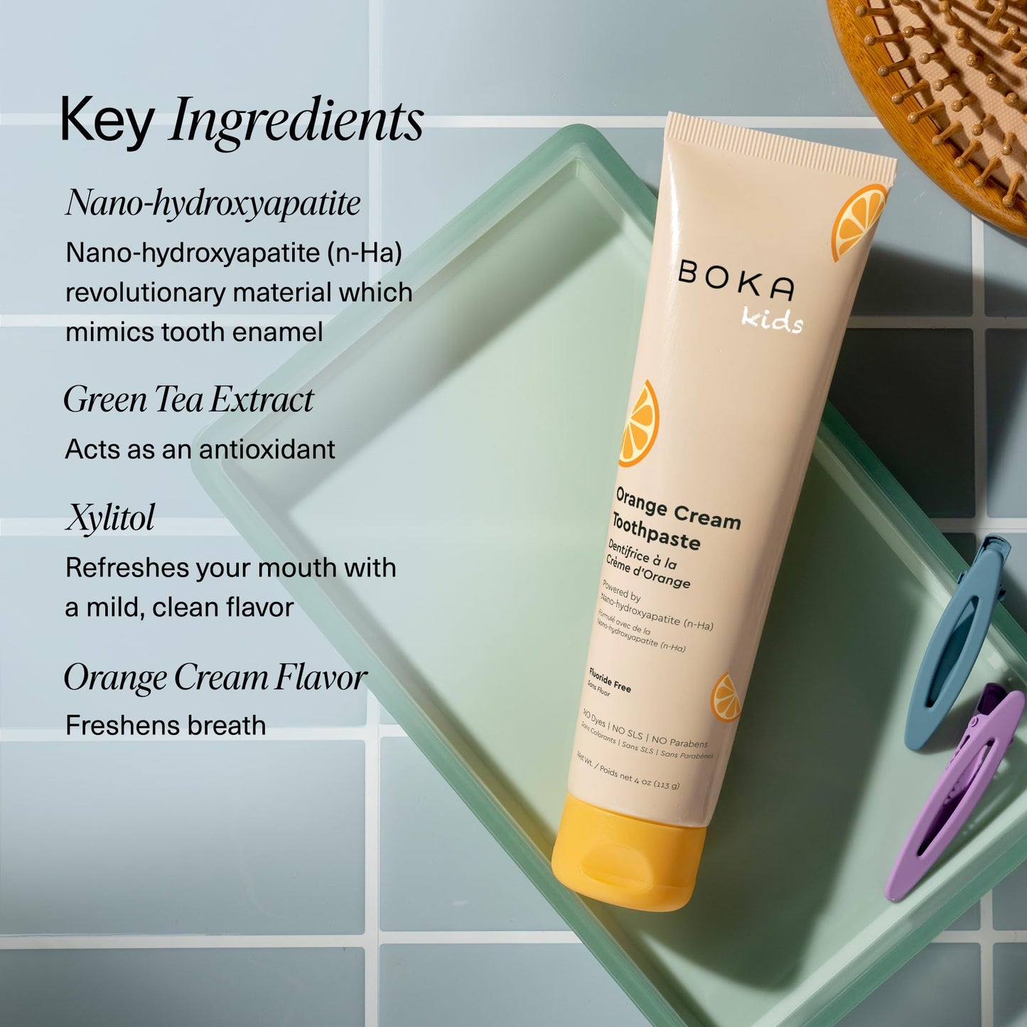 Boka Fluoride-Free Toothpaste with Nano Hydroxyapatite – Orange Cream, 1.3 oz 2pk (US Manufactured)