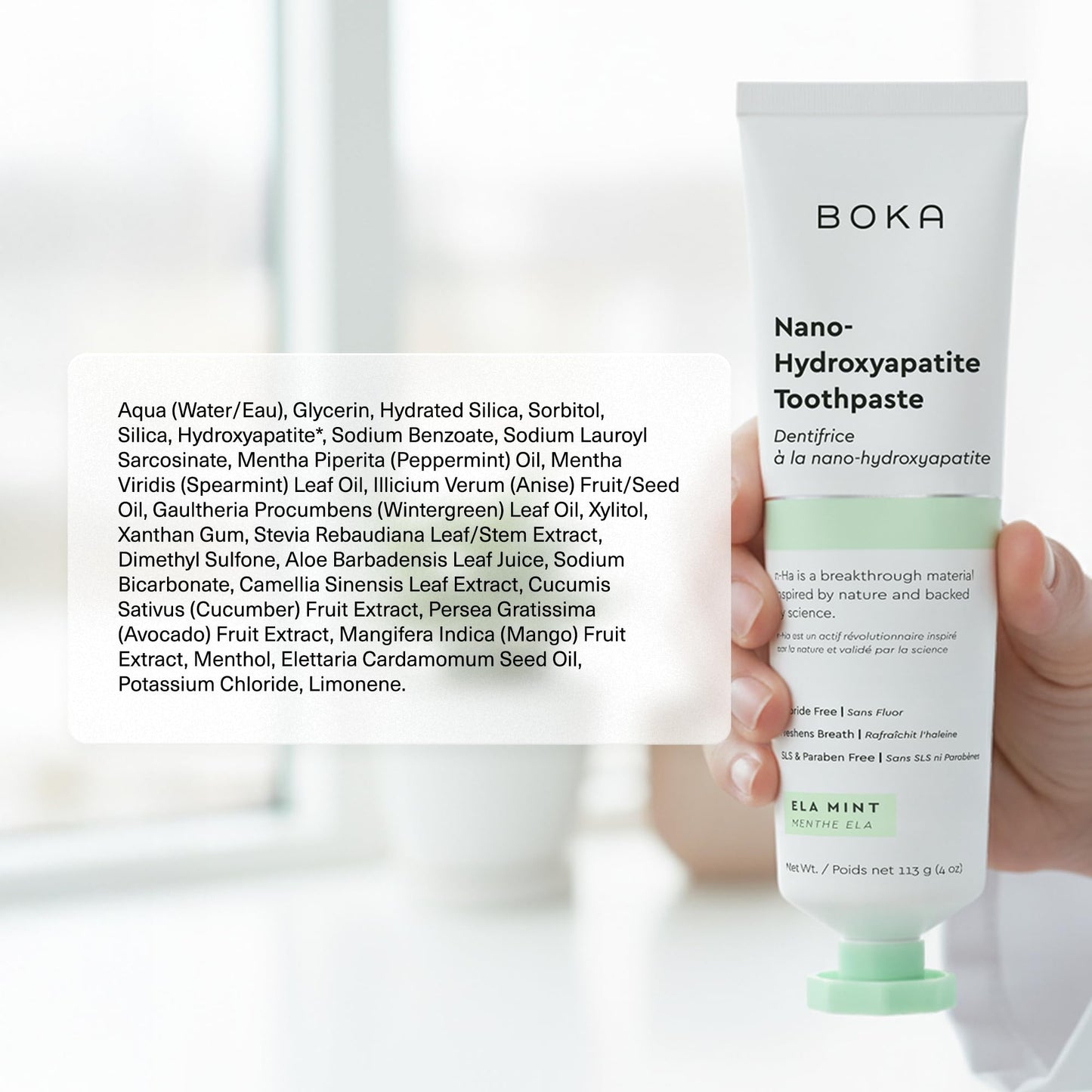 Boka Fluoride-Free Nano Hydroxyapatite Toothpaste – Sensitive Teeth | Ela Mint 4 oz