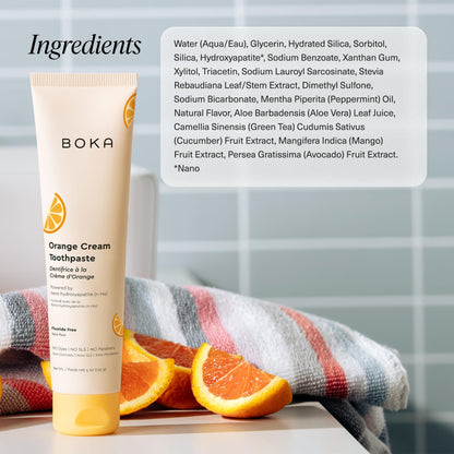 Boka Fluoride Free Toothpaste with Nano Hydroxyapatite for Kids | Orange Cream 4 oz