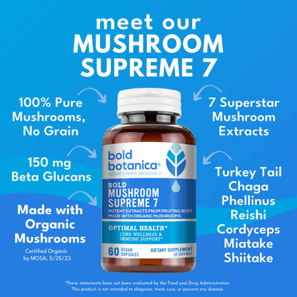 Bold Botanica Mushroom Supreme 7 – Immune Support, 60 Capsules