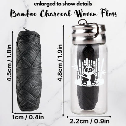 BOONBOO Dental Floss – Charcoal Woven Thread, Glass Bottle, 2 Heads Refill, Unflavored