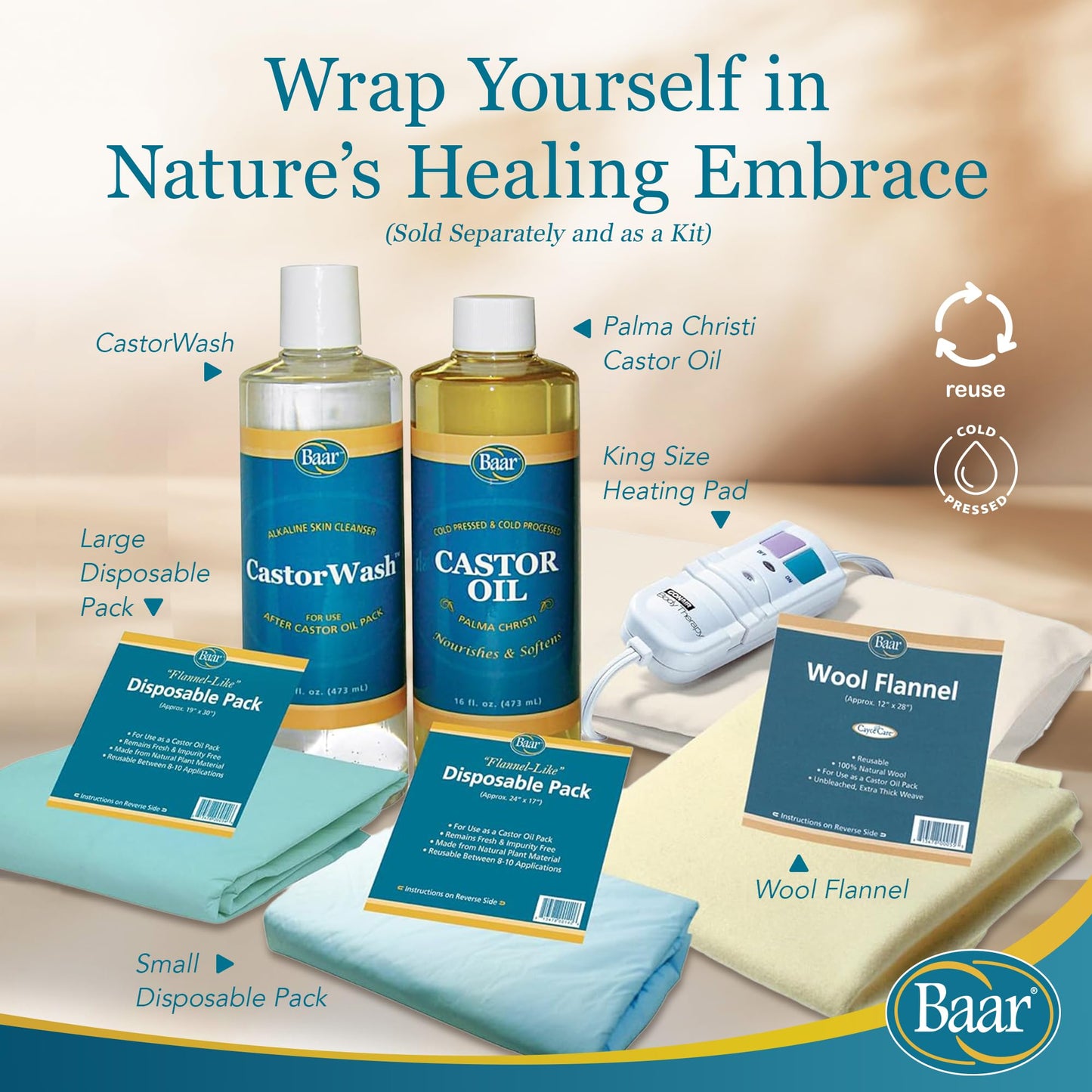 Baar Cold-Pressed Castor Oil 32 oz – Hexane-Free & BPA-Free Bottle