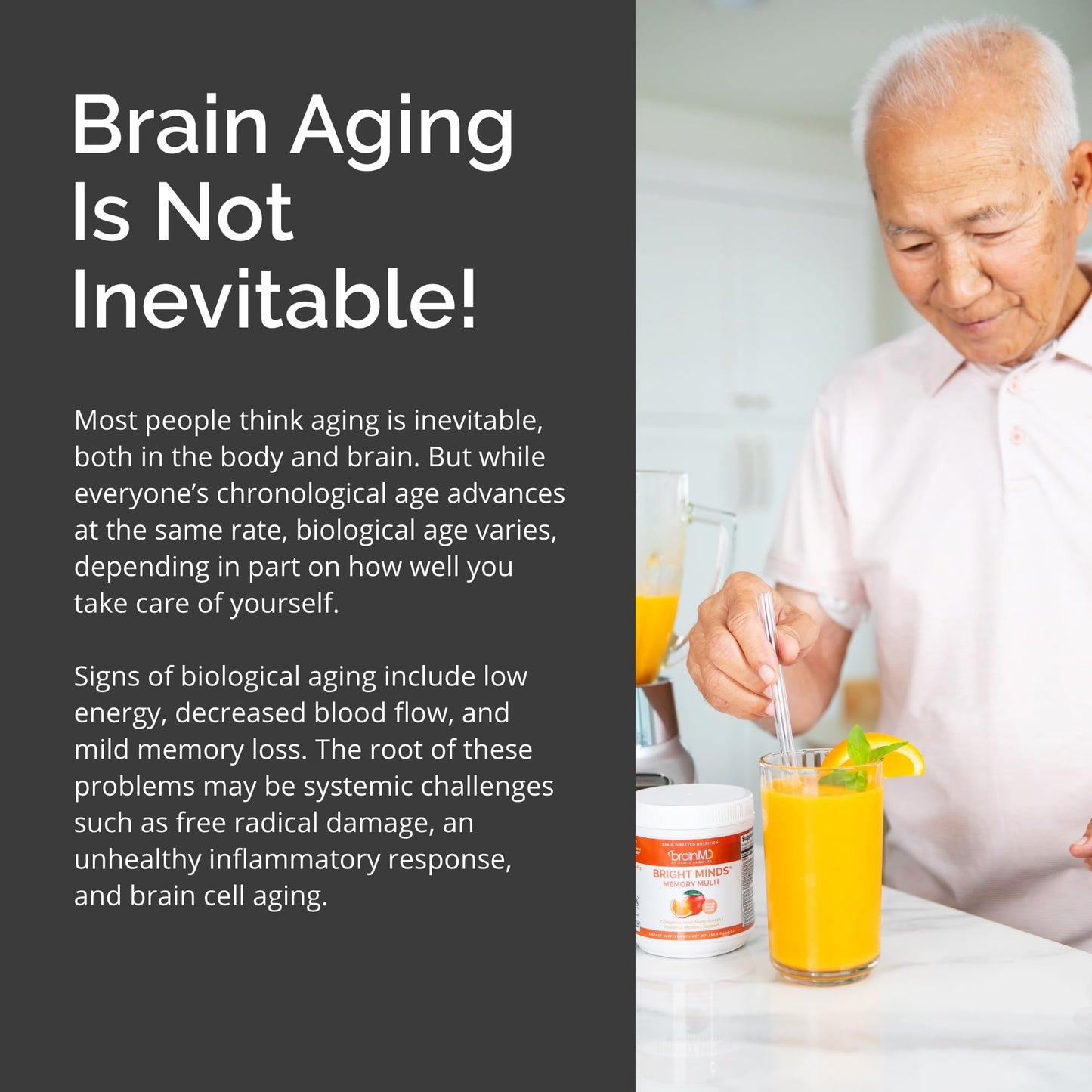 BrainMD BRIGHT MINDS Memory Multi Powder - Orange Mango | Multivitamin & Memory Support