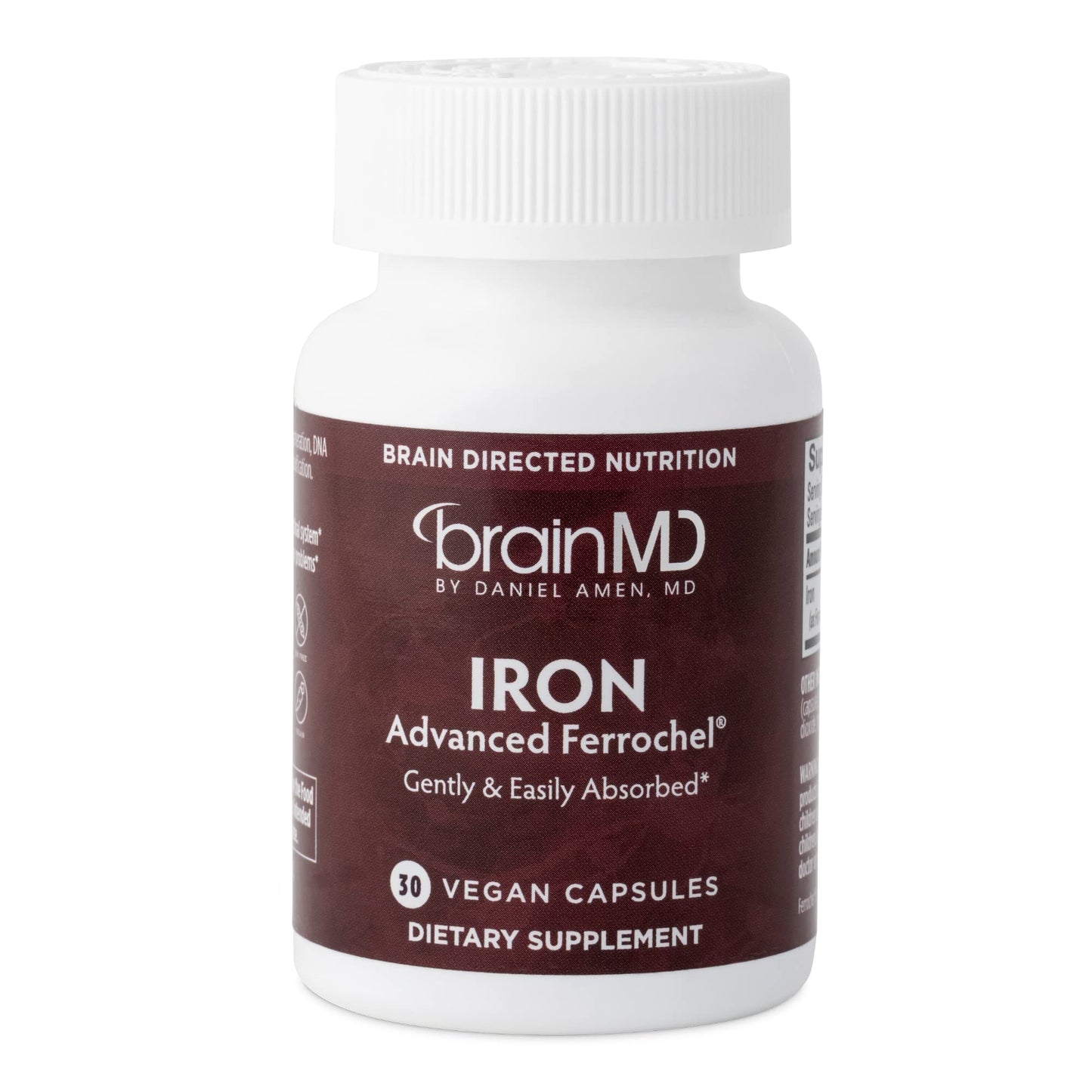 BRAINMD Dr Amen Iron - 30 Capsules | Supports Energy, Cognitive Function & Gene Regulation | Gluten Free