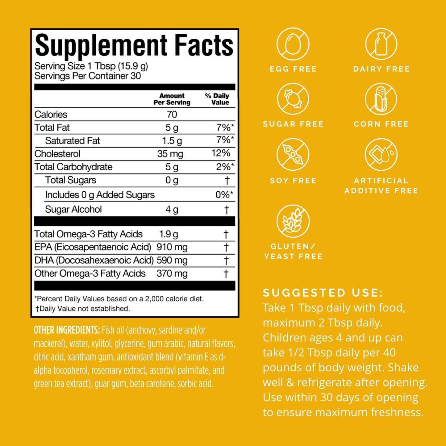 BRAINMD Dr Amen Omega-3 Power Squeeze Citrus Blast – 16.8 oz | Supports Heart, Brain & Immune Health | Gluten Free | 30 Servings