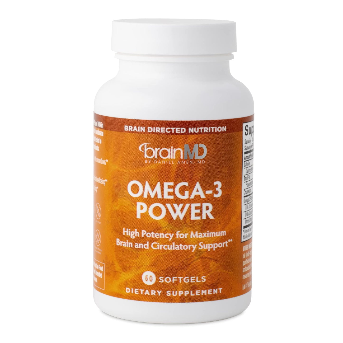 BRAINMD Dr Amen Omega-3 Power - 60 Capsules | DHA & EPA, Gluten Free