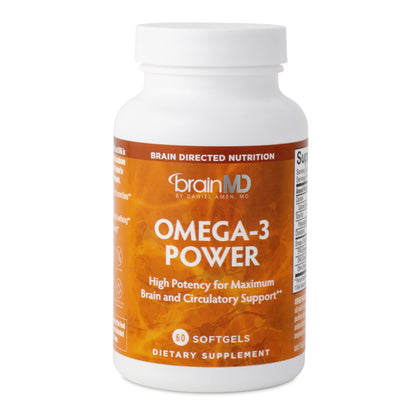 BRAINMD Dr Amen Omega-3 Power - 60 Capsules | DHA & EPA, Gluten Free