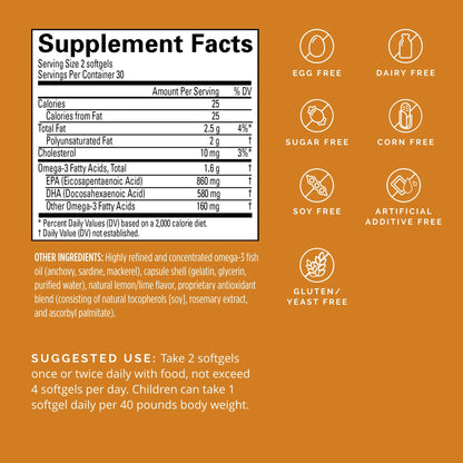 BRAINMD Dr Amen Omega-3 Power - 60 Capsules | DHA & EPA, Gluten Free