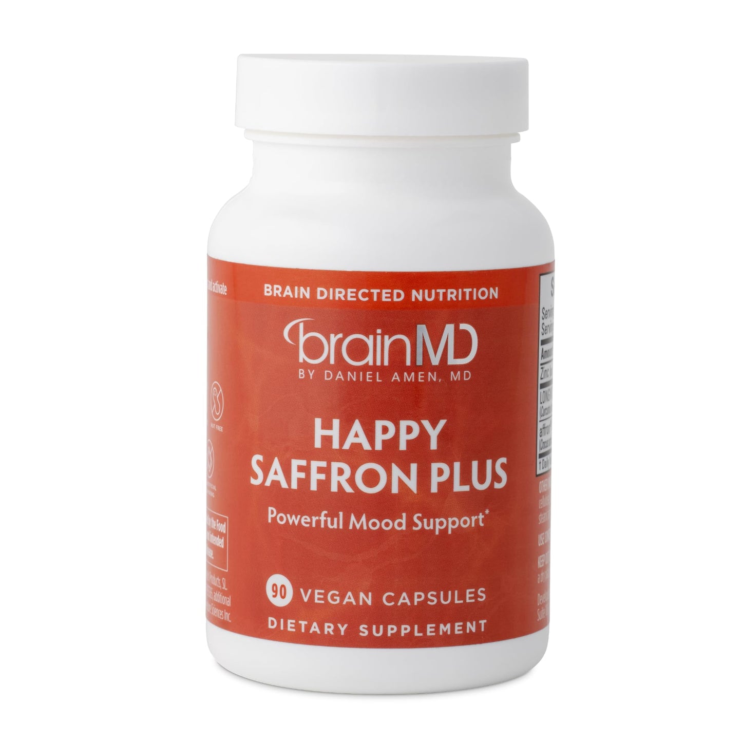 Dr Amen BrainMD Happy Saffron Plus – 2x90 Capsules | Saffron Flower Extract, Curcumin & Zinc | Vegan, Gluten Free | 60 Total Servings