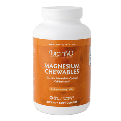 BrainMD Magnesium Chewables Citrus - 60 Tablets - Supports Memory & Focus - Gluten Free