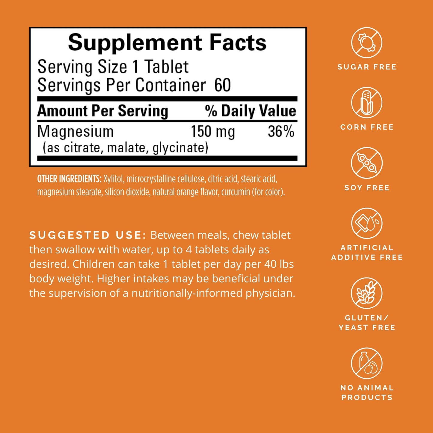 BrainMD Magnesium Chewables Citrus - 60 Tablets - Supports Memory & Focus - Gluten Free