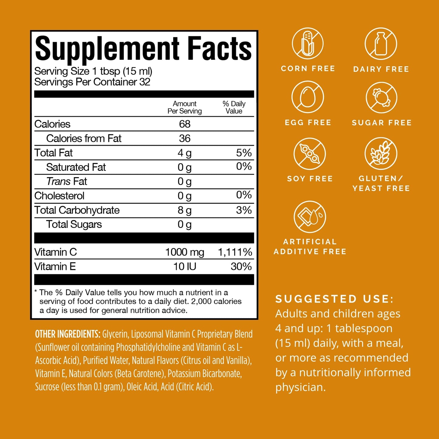 BRAINMD Neuro-C Citrus Vanilla Liposomal Vitamin C - 16 fl oz - 1000 mg (32 Servings)