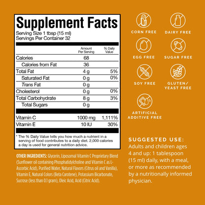 BRAINMD Neuro-C Citrus Vanilla Liposomal Vitamin C - 16 fl oz - 1000 mg (32 Servings)