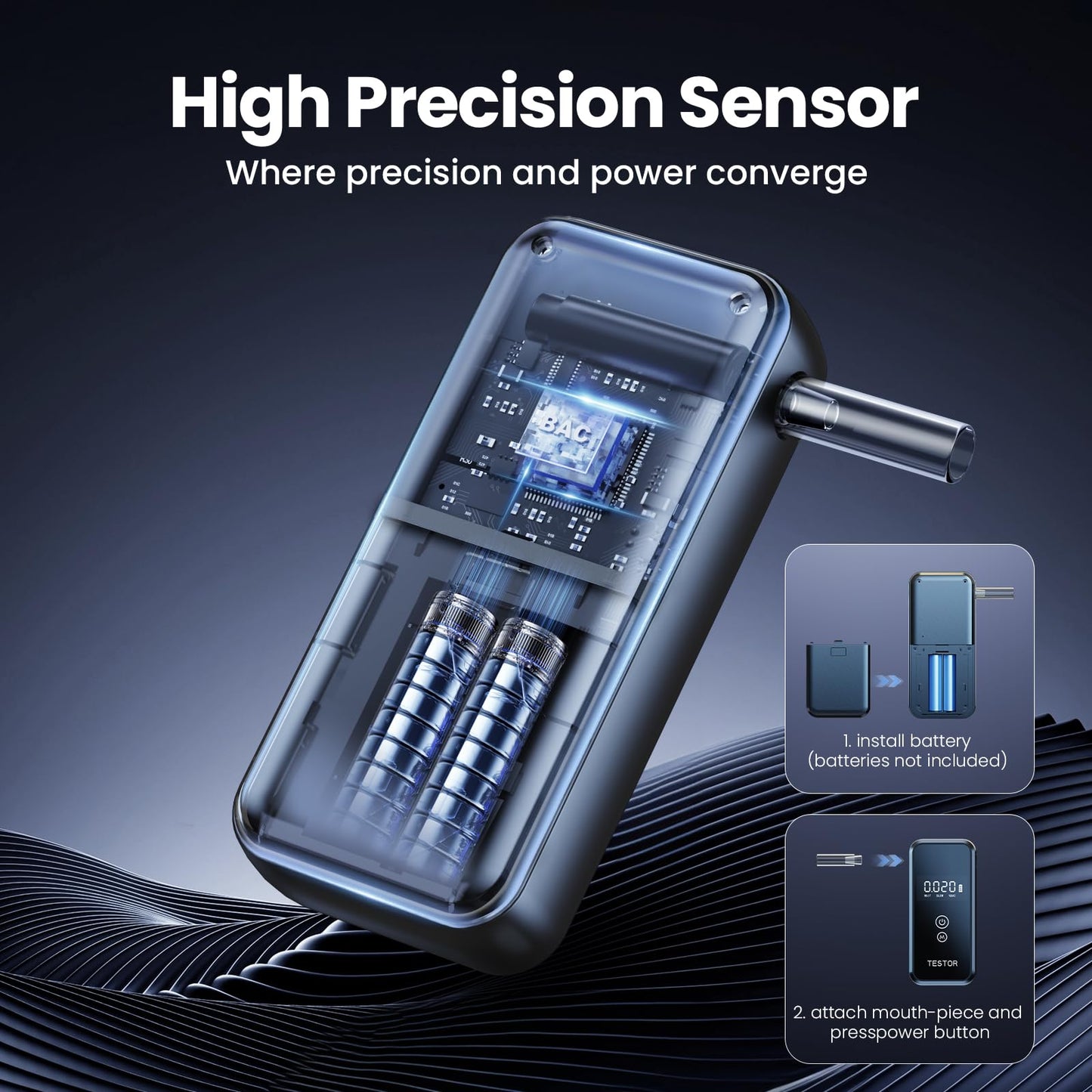 Breathalyzers | Professional Portable Alcohol Breathalyzer with 8 Mouthpieces