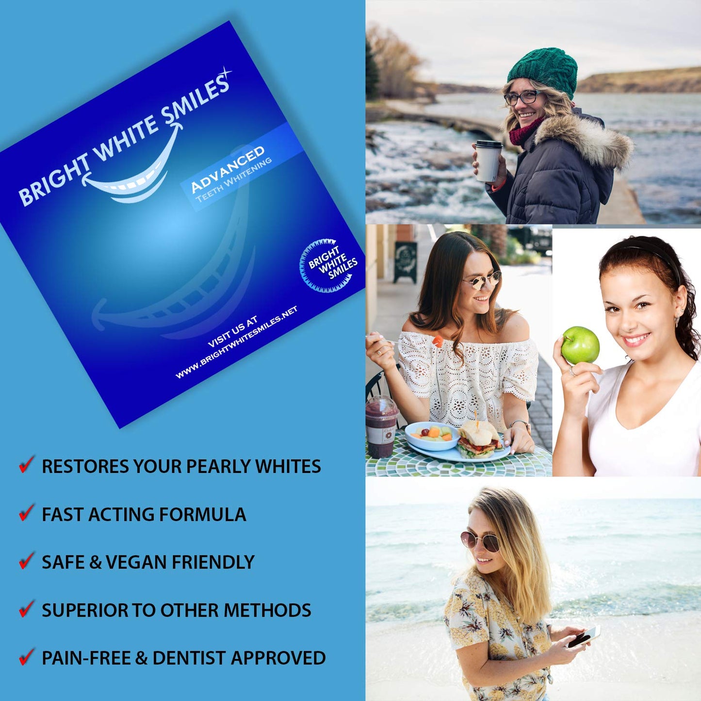 Bright White Smiles Teeth Whitening Kit with LED Light – Home Use
