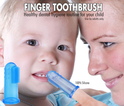 Brilliant Baby Finger Toothbrush – Silicone Gum Massager & Teether (Clear), 2 Count
