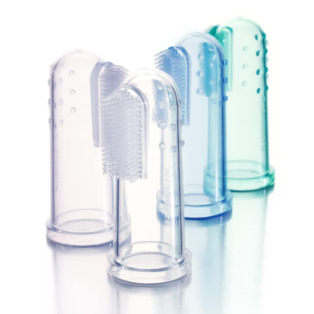 Brilliant Baby Finger Toothbrush – Silicone Gum Massager & Teether (Clear), 2 Count