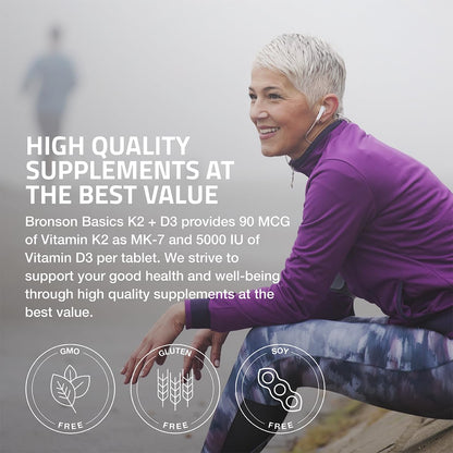 Bronson Vitamin K2 D3 MK-7 Supplement – Non-GMO, 360 Tablets