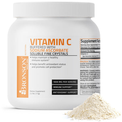 Bronson Buffered Vitamin C Powder – Immune Support, Antioxidant, 1 kg (2.2 lbs)