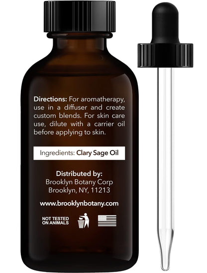 Brooklyn Botany Clary Sage Essential Oil - 100% Pure & Natural, Premium Grade, 1 Fl Oz