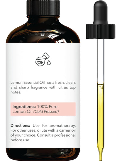 Brooklyn Botany Lemon Essential Oil - 4 oz - 100% Pure & Natural | Premium Grade with Dropper