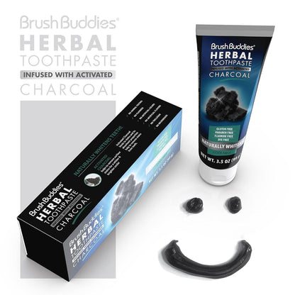 Brush Buddies Charcoal Toothpaste (2 Pack) – Activated Charcoal Whitening, Fluoride-Free