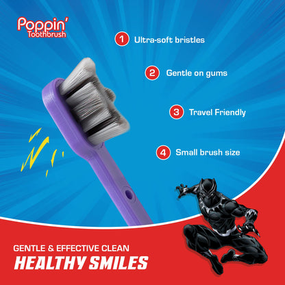 Brush Buddies Marvel Black Panther Kids Toothbrush - Soft & Rounded Bristles