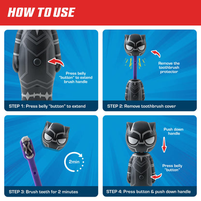 Brush Buddies Marvel Black Panther Kids Toothbrush - Soft & Rounded Bristles