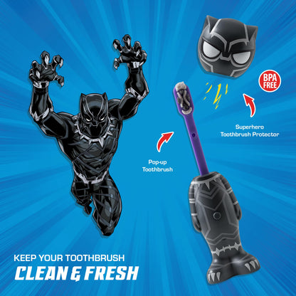 Brush Buddies Marvel Black Panther Kids Toothbrush - Soft & Rounded Bristles