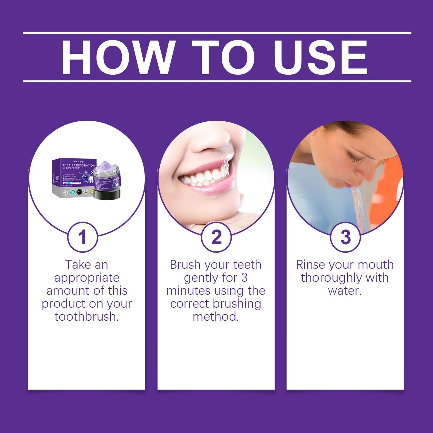 2Pcs Teeth Restoration Mineral Powder - Purple Whitening Mineral Powder for Fresh Breath, Strengthens Teeth & Gums - Gentle & Non-Irritating