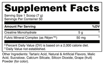 Bucked Up Grape Apple Creatine Monohydrate - 5g/Serving, 50 Servings, 250g - Made in USA