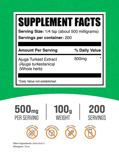 Ajuga Turkest Extract Powder 500mg - 100g | BulkSupplements