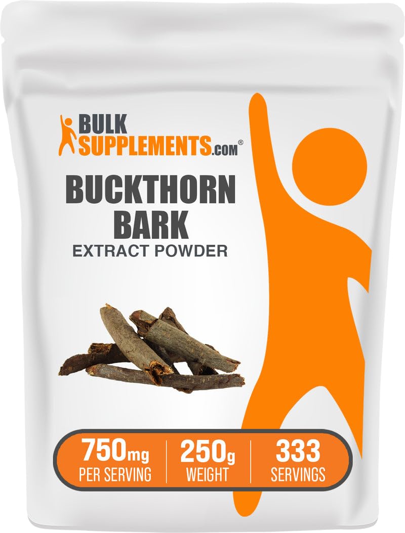 BulkSupplements Buckthorn Bark Extract Powder - 750mg per Serving, 250g | Vegan & Gluten Free