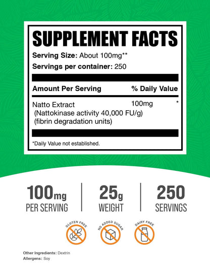 Nattokinase Powder 4000 FU – Natto Powder | BulkSupplements.com